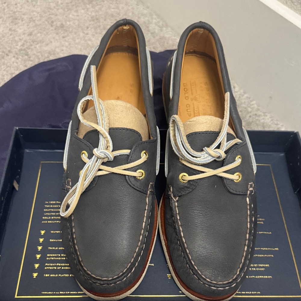 Sperry Gold Cup Gold A/O Navy Boat Shoes